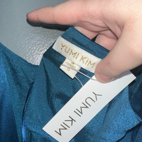 Yumi Kim Rush Hour 100% Silk Maxi Wrap Dress/Gown NWT in Ink Blue Size Small - Picture 5 of 9